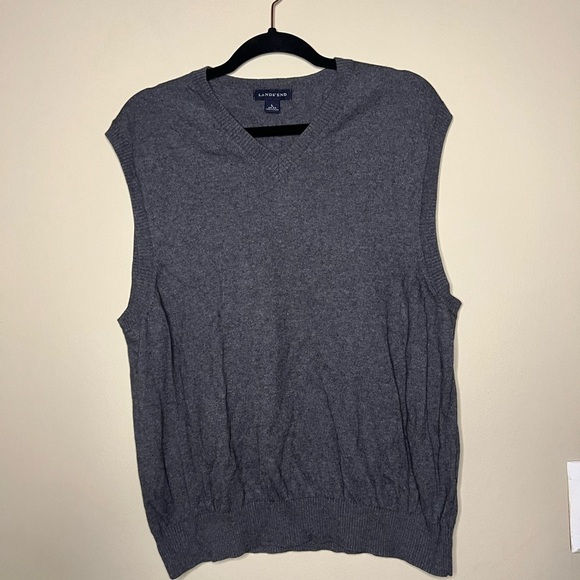 Lands End Cotton Cashmere Sweater Vest - Picture 1 of 9